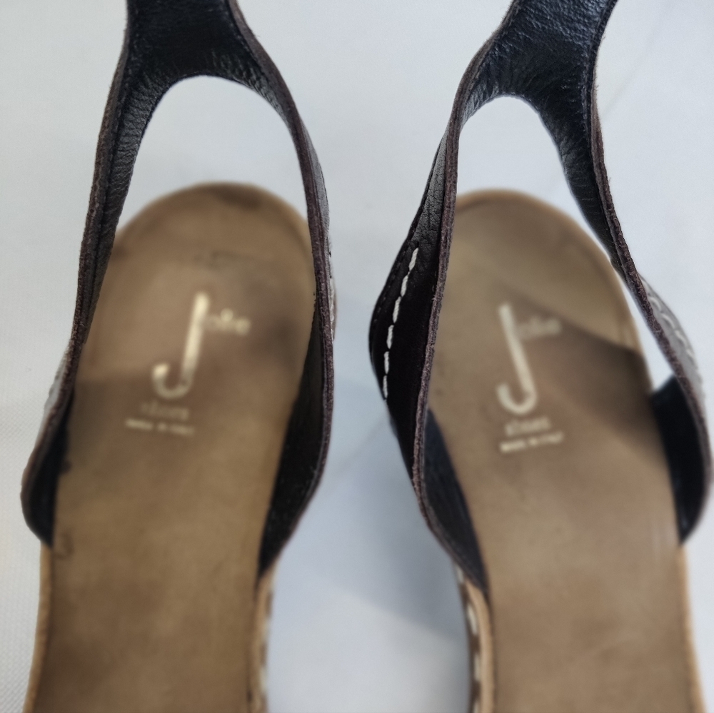 JOLIE Italy Ankle Strap Heels Brown Leather Round Toe Stiletto Thin Straps Sz 38 - Picture 6 of 10
